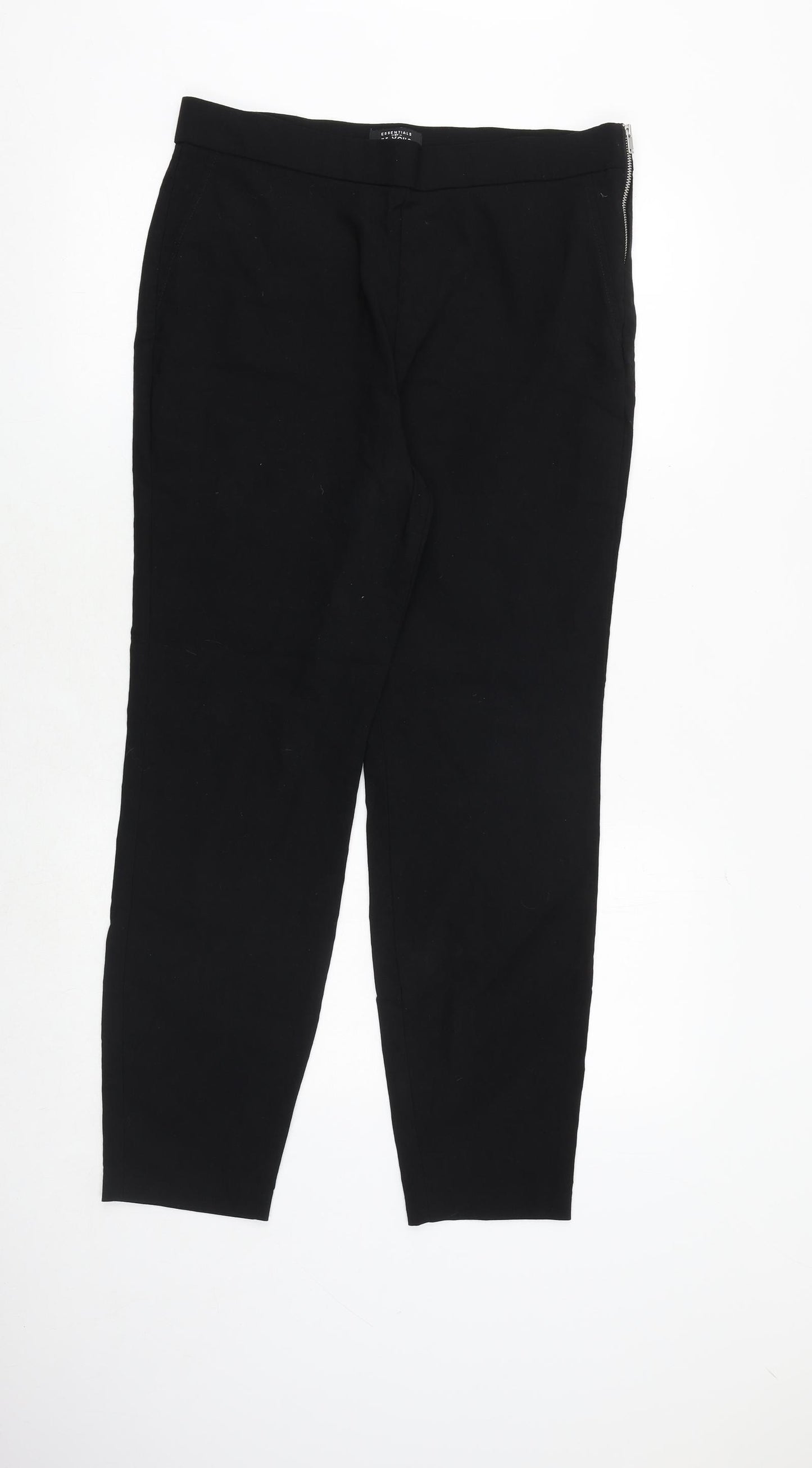 Et Vous Womens Black Viscose Trousers Size 14 Regular Zip