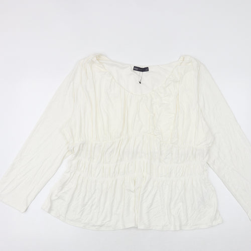 Marks and Spencer Womens White Viscose Basic Blouse Size 22 Scoop Neck - Peplum