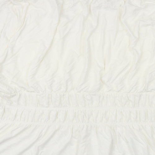 Marks and Spencer Womens White Viscose Basic Blouse Size 22 Scoop Neck - Peplum
