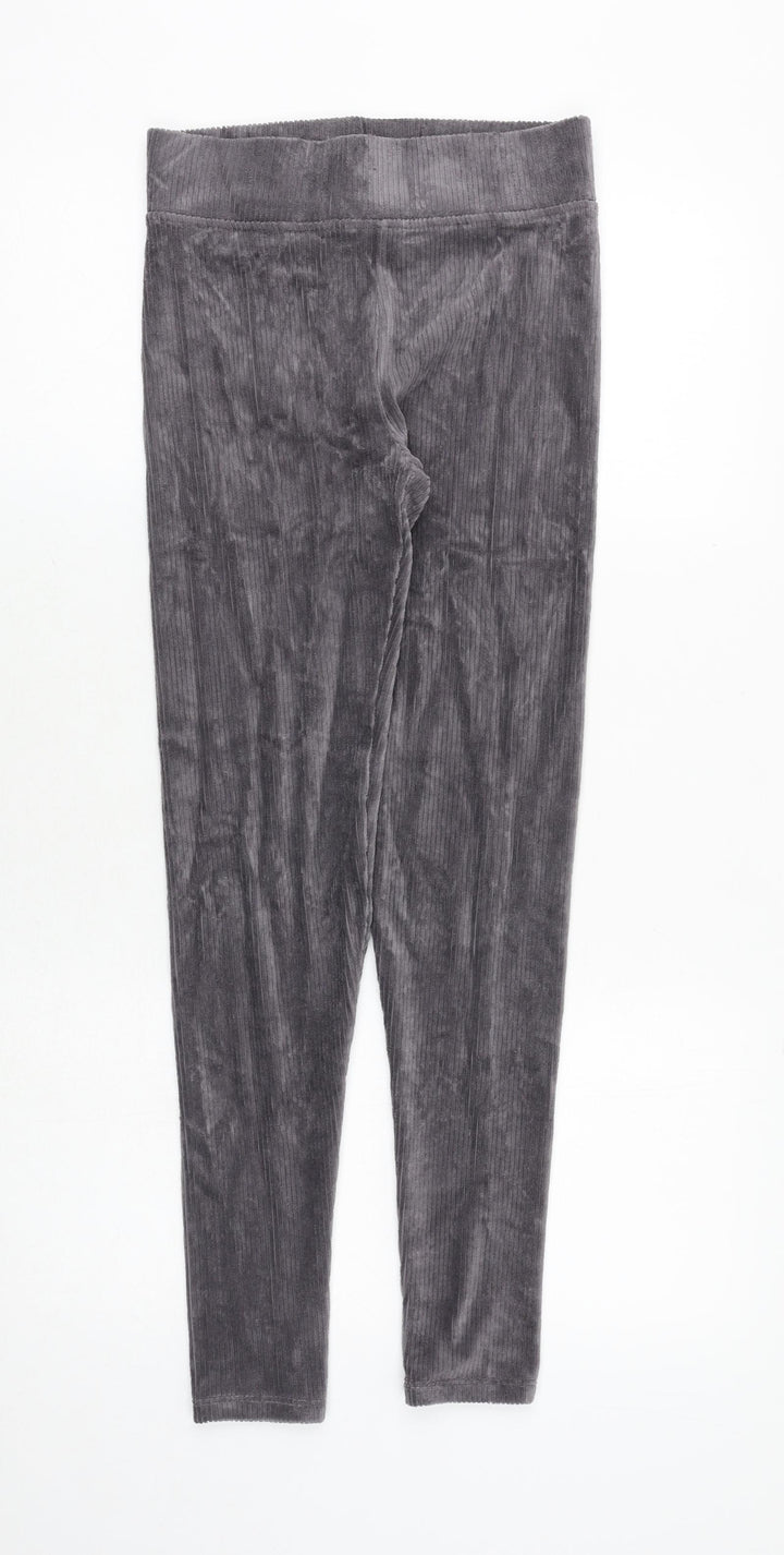Marks and Spencer Womens Grey Polyester Carrot Leggings Size 6 Regular - Ribbed