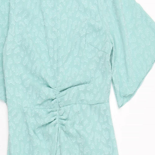 Marks and Spencer Womens Green Geometric Polyester Trapeze & Swing Size 12 Round Neck Zip