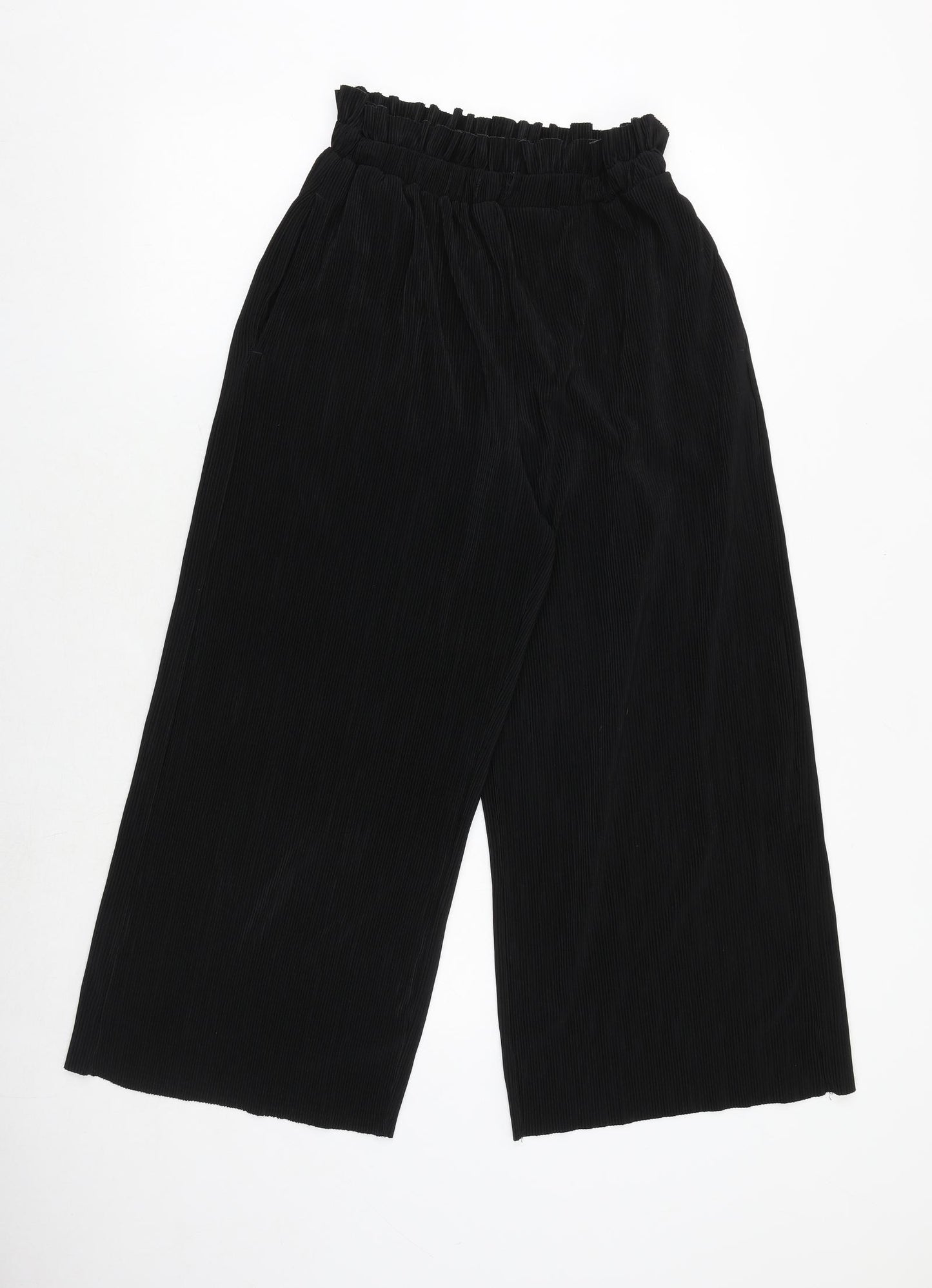 Topshop Womens Black Polyester Trousers Size 10 Regular - Plisse