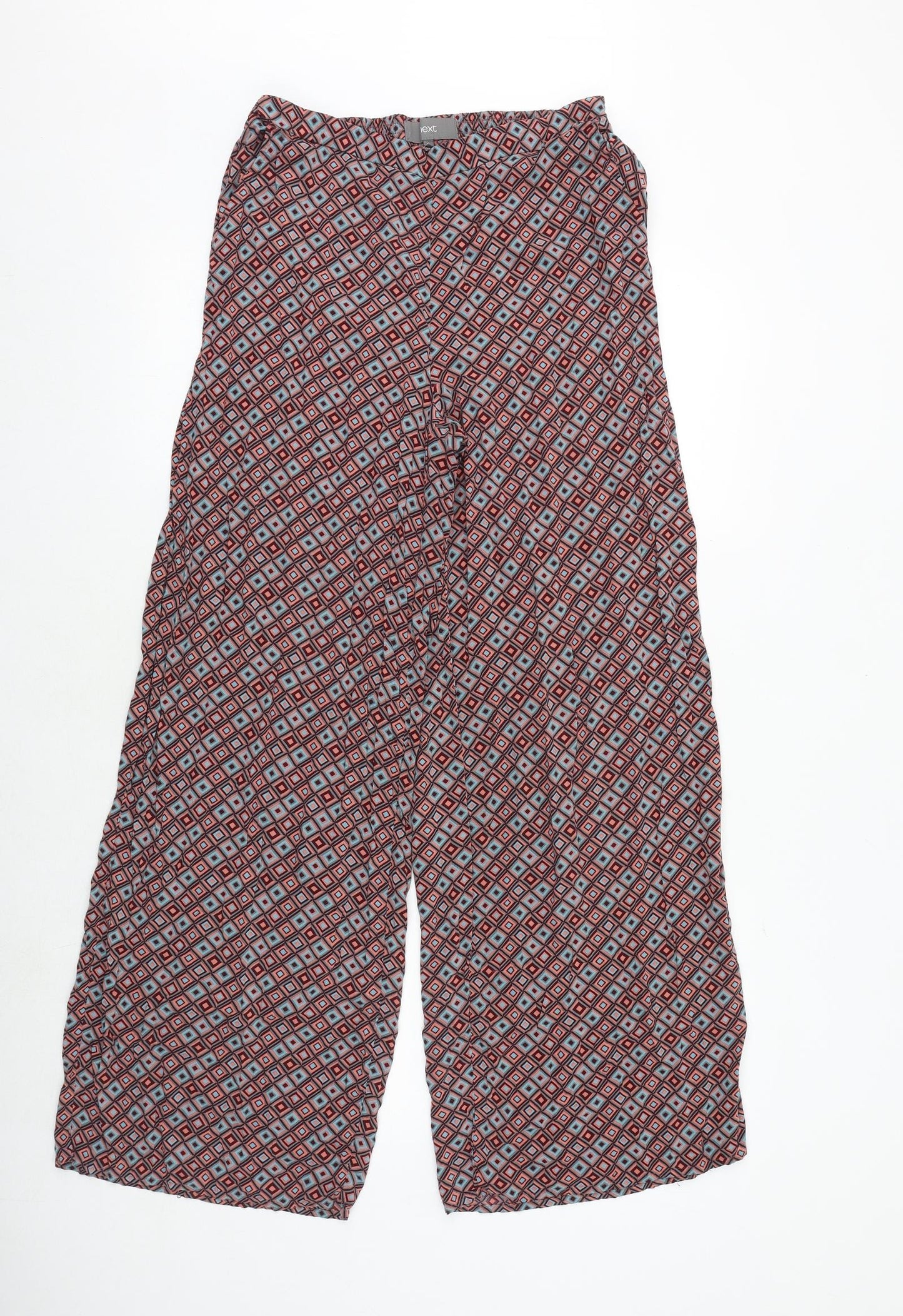 NEXT Womens Multicoloured Geometric Viscose Trousers Size 10 Regular
