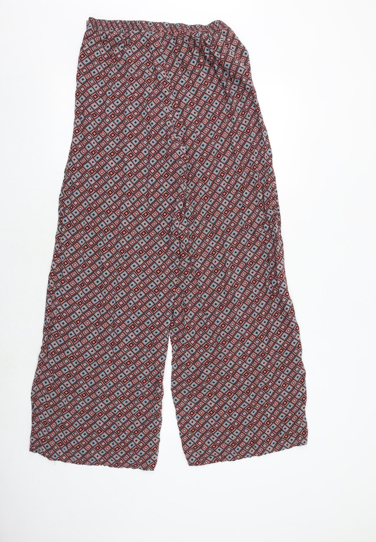 NEXT Womens Multicoloured Geometric Viscose Trousers Size 10 Regular