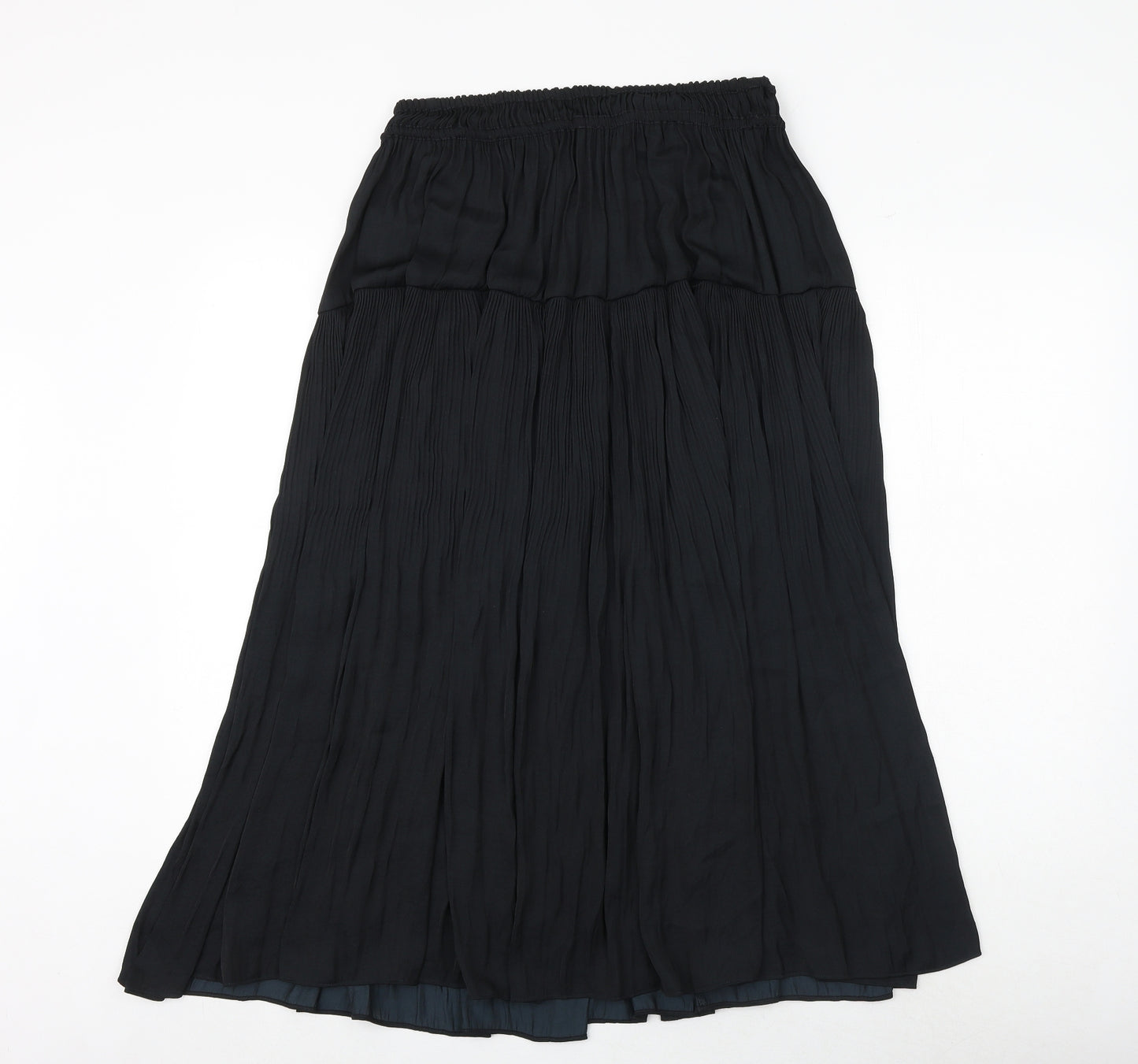 Marks and Spencer Womens Black Polyester Pleated Skirt Size 12