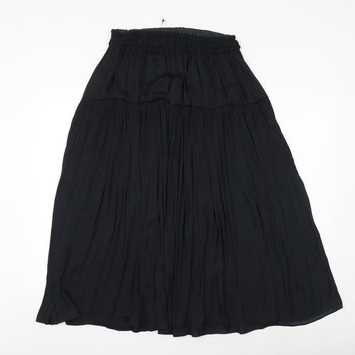 Marks and Spencer Womens Black Polyester Pleated Skirt Size 12