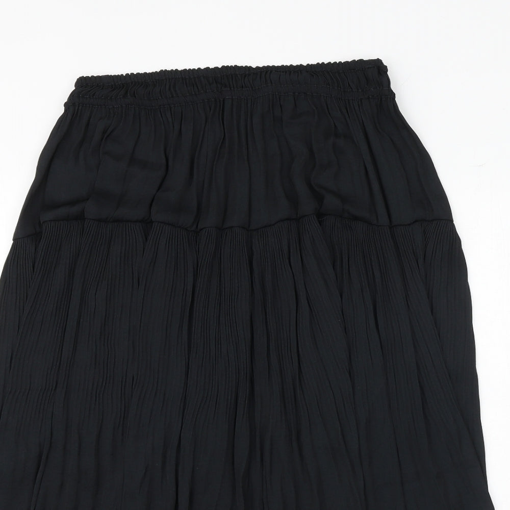 Marks and Spencer Womens Black Polyester Pleated Skirt Size 12