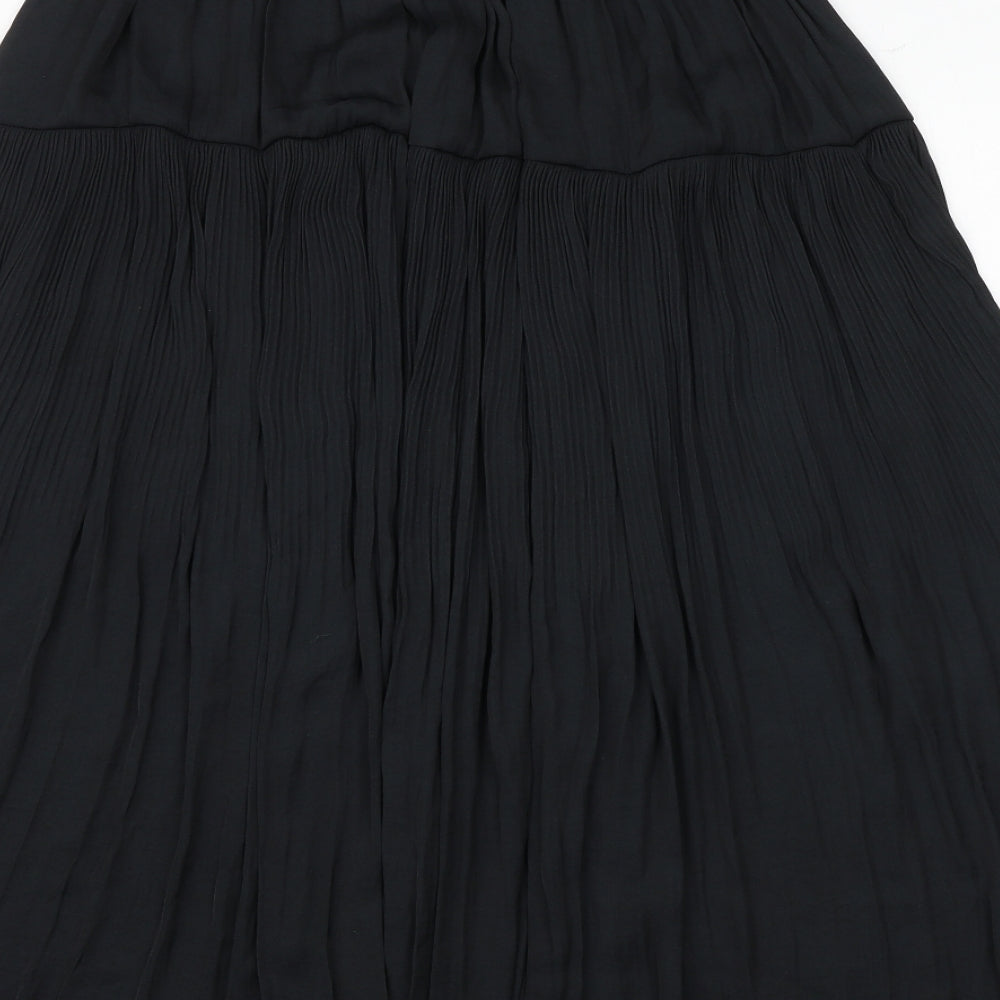 Marks and Spencer Womens Black Polyester Pleated Skirt Size 12