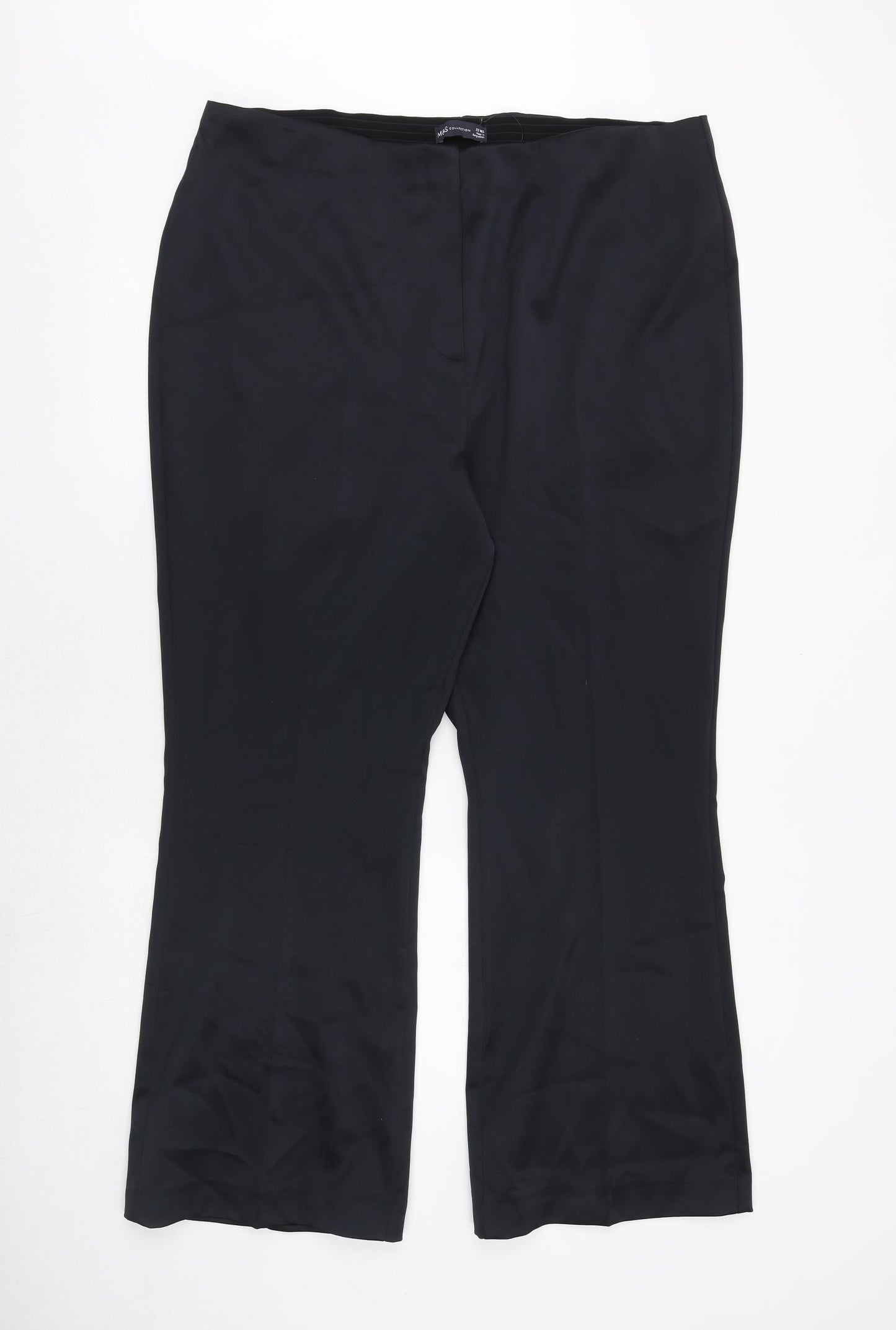 Marks and Spencer Womens Black Polyester Trousers Size 22 Regular Zip