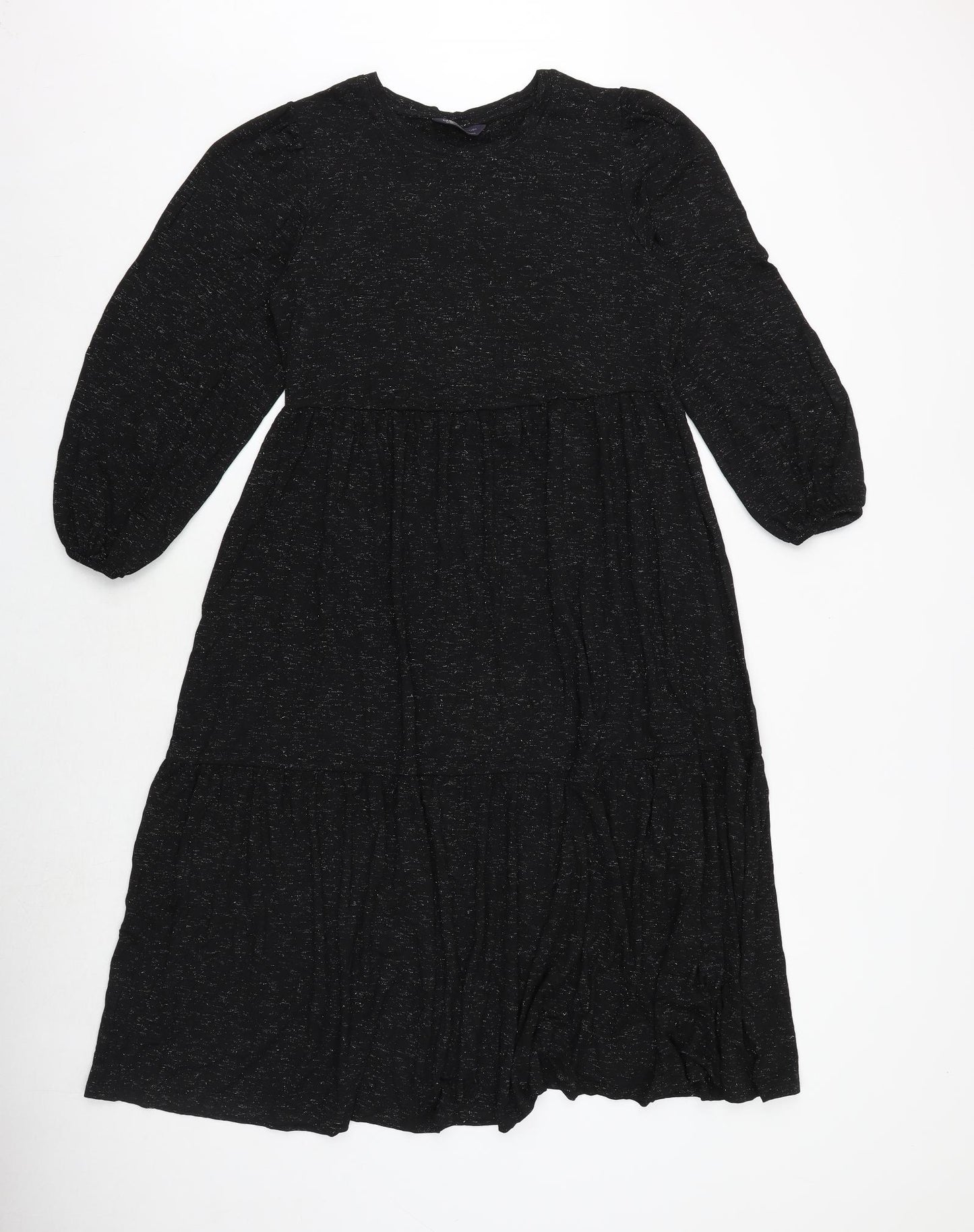 Marks and Spencer Womens Black Viscose Trapeze & Swing Size 10 Round Neck Pullover