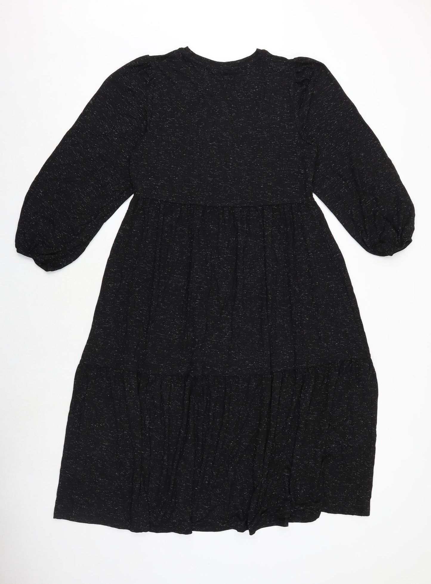 Marks and Spencer Womens Black Viscose Trapeze & Swing Size 10 Round Neck Pullover