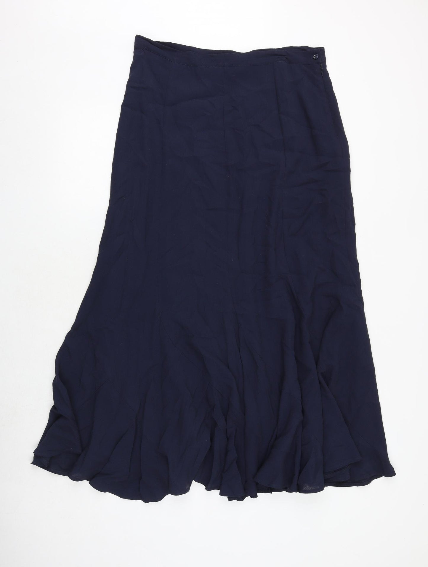 Marks and Spencer Womens Blue Viscose Maxi Skirt Size 14 Zip