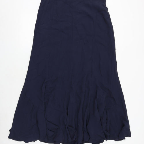 Marks and Spencer Womens Blue Viscose Maxi Skirt Size 14 Zip