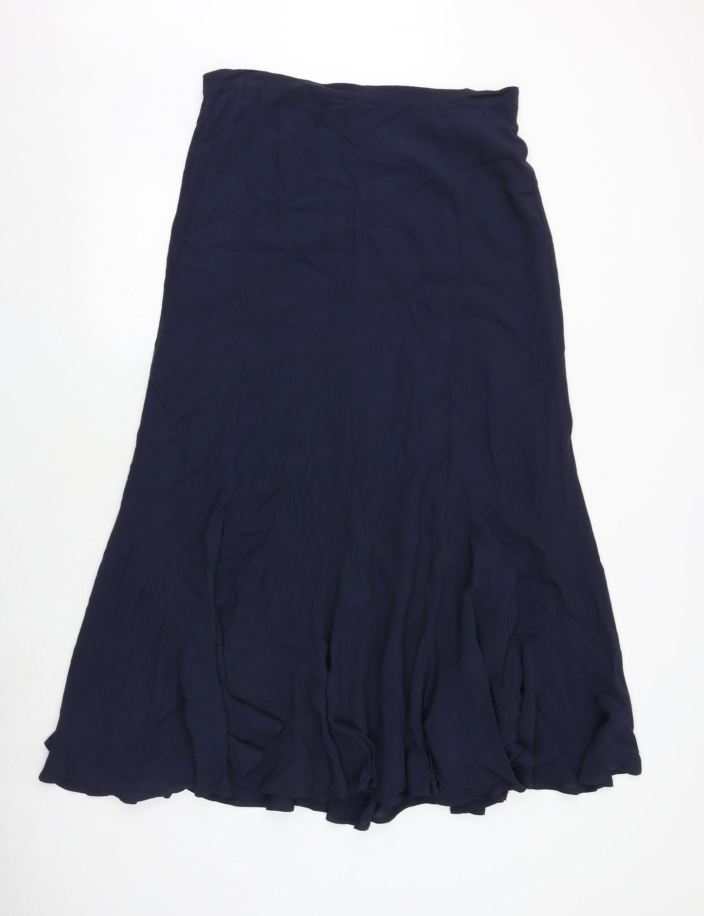 Marks and Spencer Womens Blue Viscose Maxi Skirt Size 14 Zip