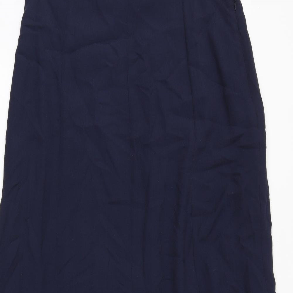 Marks and Spencer Womens Blue Viscose Maxi Skirt Size 14 Zip