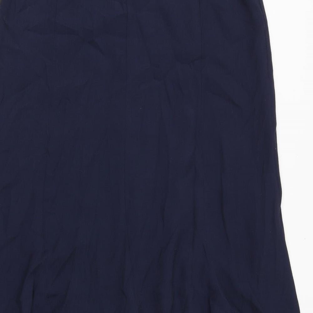Marks and Spencer Womens Blue Viscose Maxi Skirt Size 14 Zip