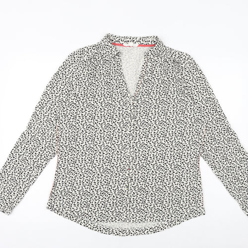White Stuff Womens Beige Geometric 100% Cotton Basic Button-Up Size 16 Collared