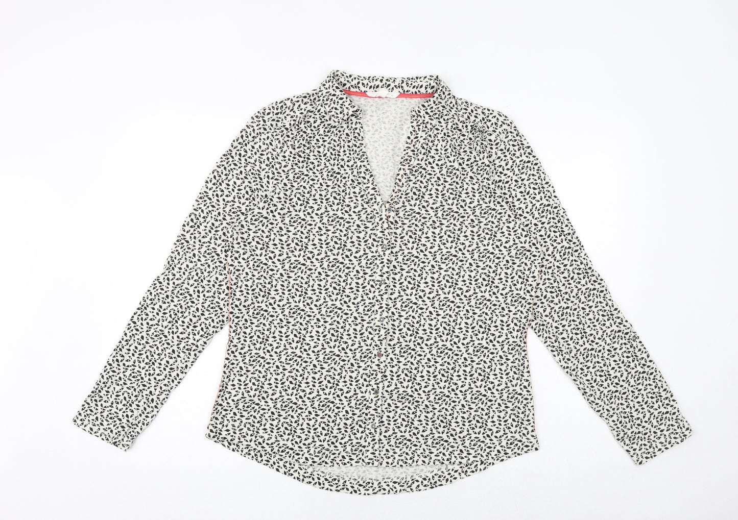 White Stuff Womens Beige Geometric 100% Cotton Basic Button-Up Size 16 Collared