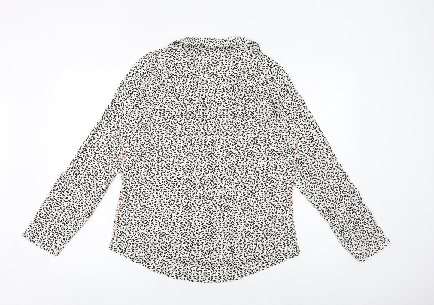 White Stuff Womens Beige Geometric 100% Cotton Basic Button-Up Size 16 Collared