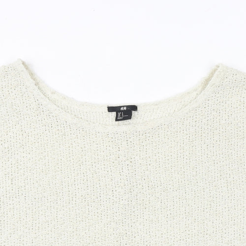 H&M Womens Beige Polyester Basic Blouse Size S Boat Neck