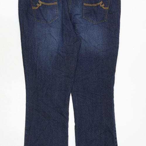 Maine Womens Blue Cotton Bootcut Jeans Size 18 Slim Zip