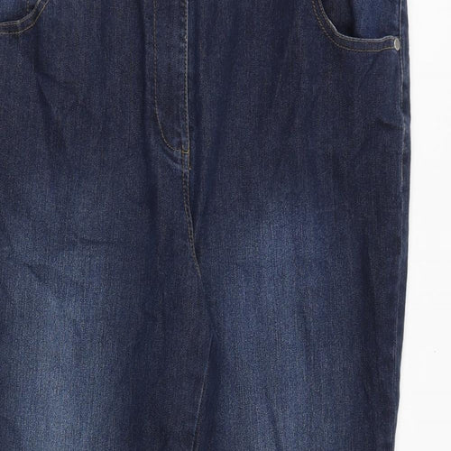 Maine Womens Blue Cotton Bootcut Jeans Size 18 Slim Zip