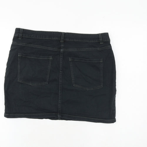 H&M Womens Black Cotton A-Line Skirt Size 12 Zip