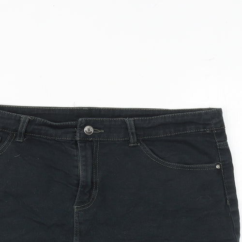 H&M Womens Black Cotton A-Line Skirt Size 12 Zip