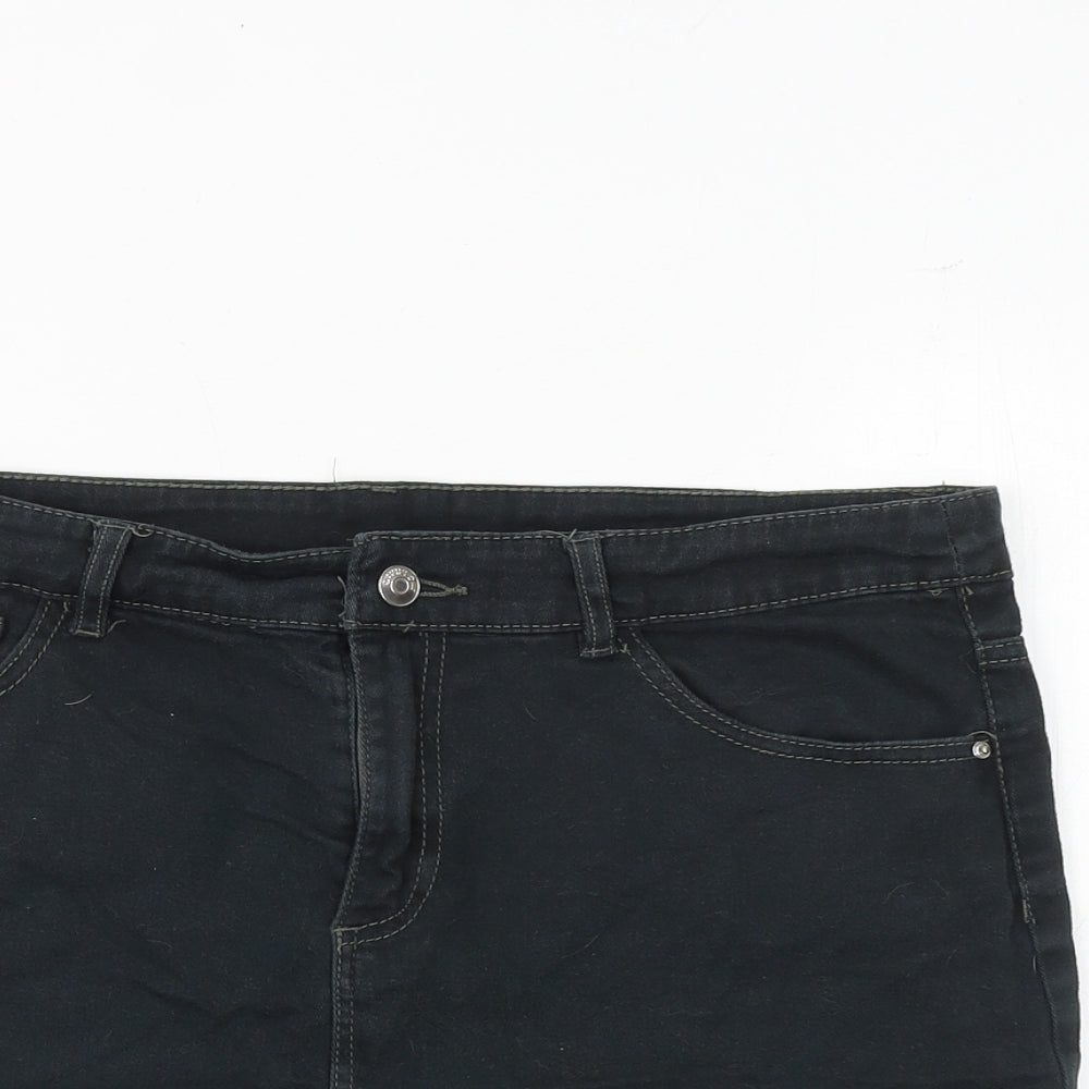H&M Womens Black Cotton A-Line Skirt Size 12 Zip