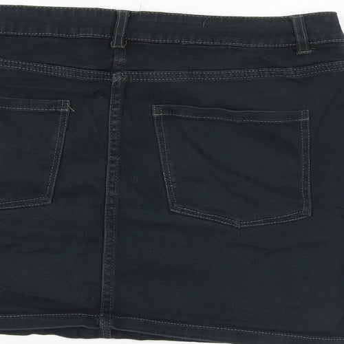 H&M Womens Black Cotton A-Line Skirt Size 12 Zip
