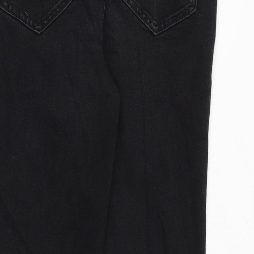 Marks and Spencer Womens Black Cotton Straight Jeans Size 14 Regular Zip - Short Leg