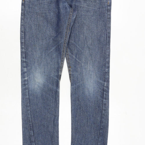 Jasper Conran Womens Blue Cotton Straight Jeans Size 12 Regular Zip