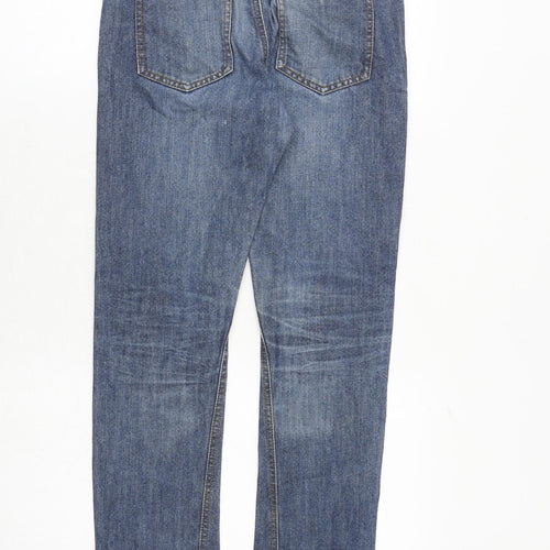 Jasper Conran Womens Blue Cotton Straight Jeans Size 12 Regular Zip