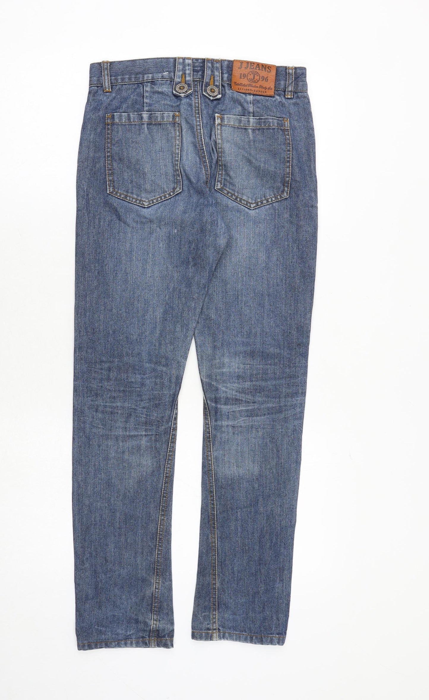 Jasper Conran Womens Blue Cotton Straight Jeans Size 12 Regular Zip