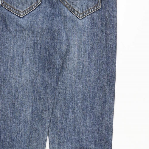 Jasper Conran Womens Blue Cotton Straight Jeans Size 12 Regular Zip