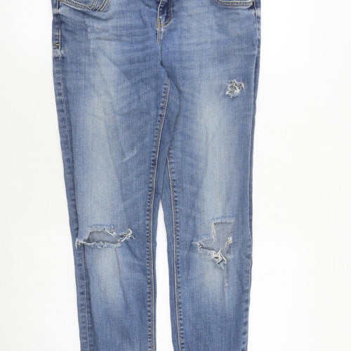 Zara Womens Blue Cotton Skinny Jeans Size 12 Regular Zip