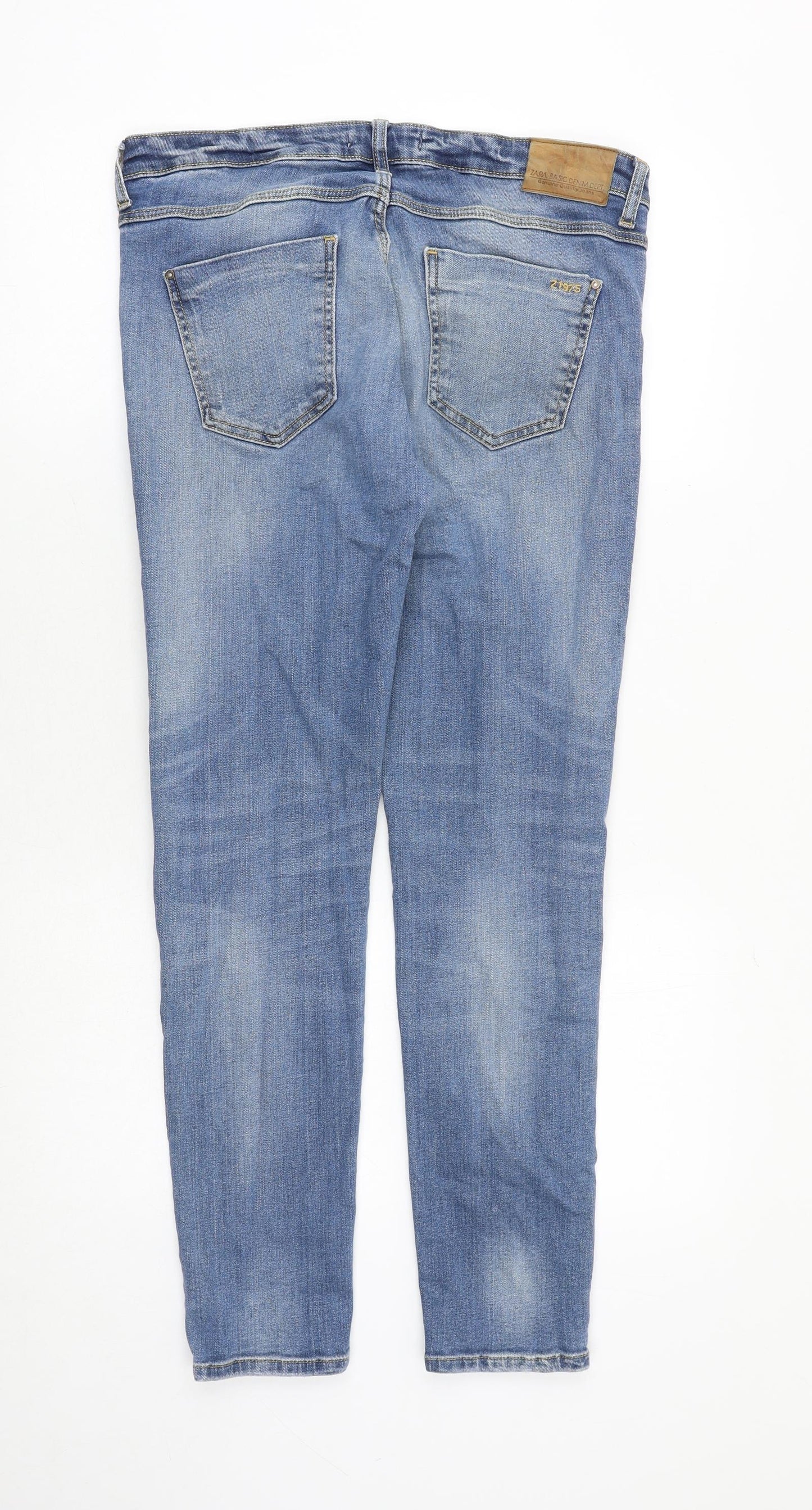 Zara Womens Blue Cotton Skinny Jeans Size 12 Regular Zip
