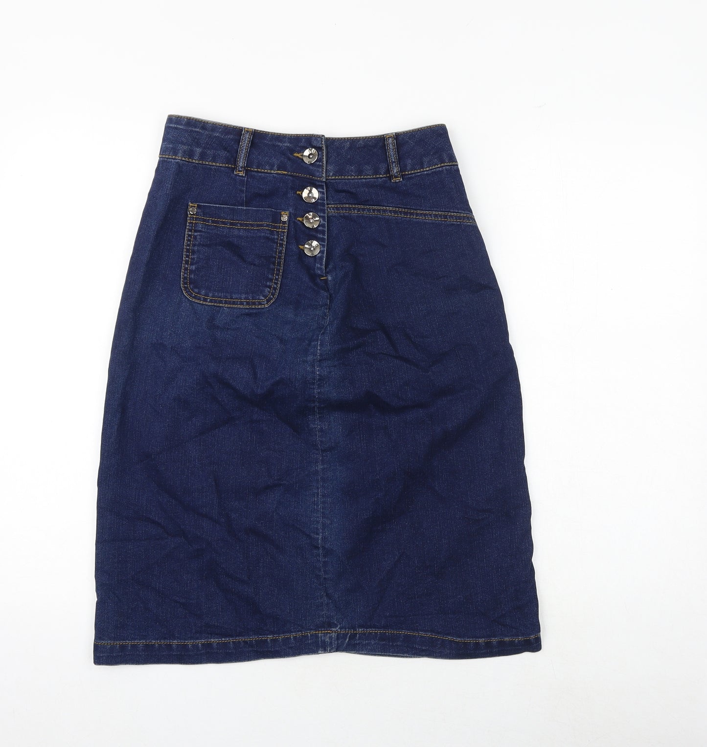 Hobbs Womens Blue Polyester A-Line Skirt Size 27 in Button