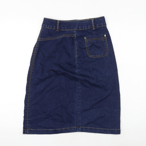Hobbs Womens Blue Polyester A-Line Skirt Size 27 in Button