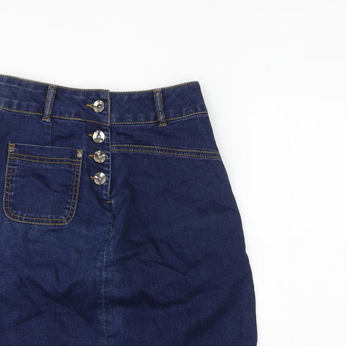 Hobbs Womens Blue Polyester A-Line Skirt Size 27 in Button