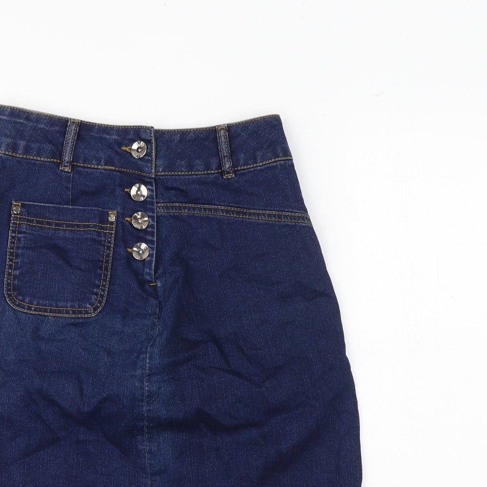 Hobbs Womens Blue Polyester A-Line Skirt Size 27 in Button