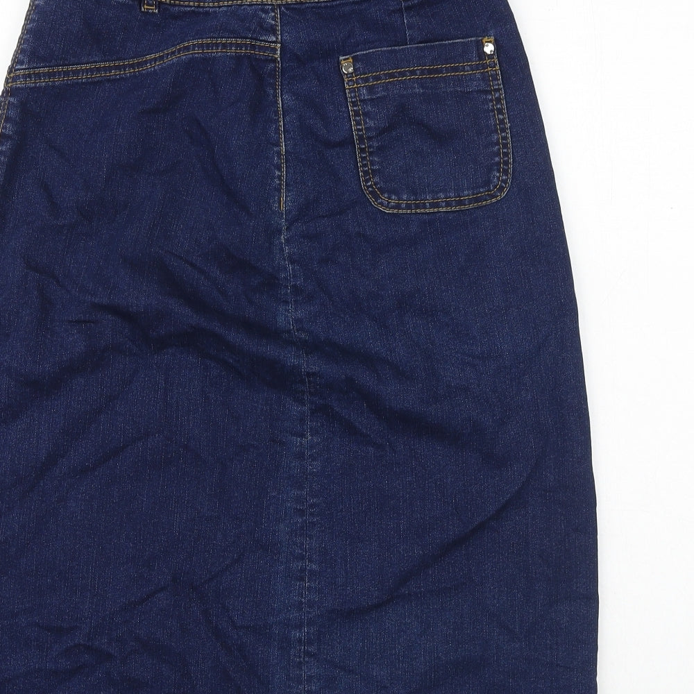 Hobbs Womens Blue Polyester A-Line Skirt Size 27 in Button