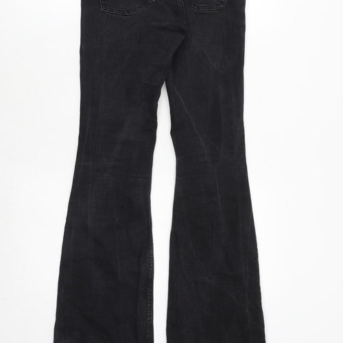 Monki Womens Black Cotton Bootcut Jeans Size 26 in Regular Zip