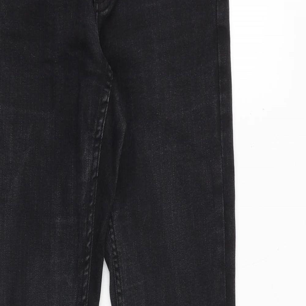 Monki Womens Black Cotton Bootcut Jeans Size 26 in Regular Zip