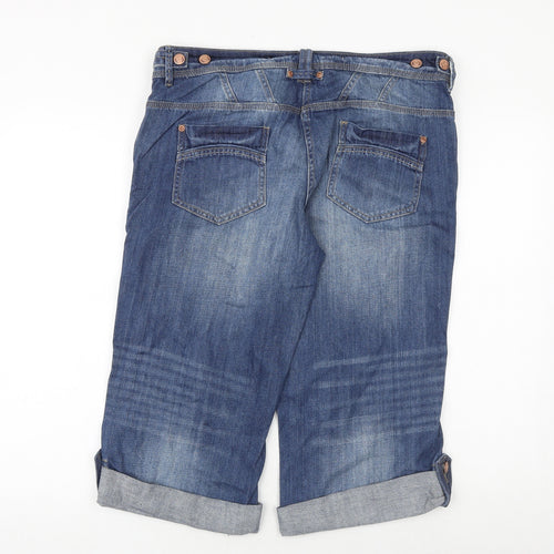 NEXT Womens Blue Cotton Cropped Jeans Size 14 Regular Zip