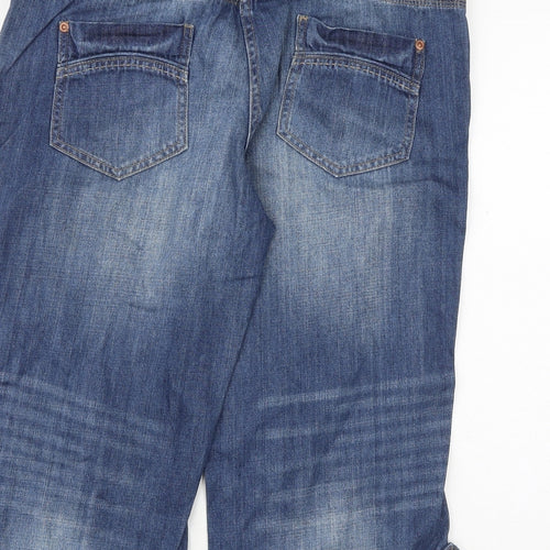 NEXT Womens Blue Cotton Cropped Jeans Size 14 Regular Zip