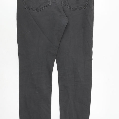 H&M Mens Grey Cotton Straight Jeans Size 32 in Regular Zip