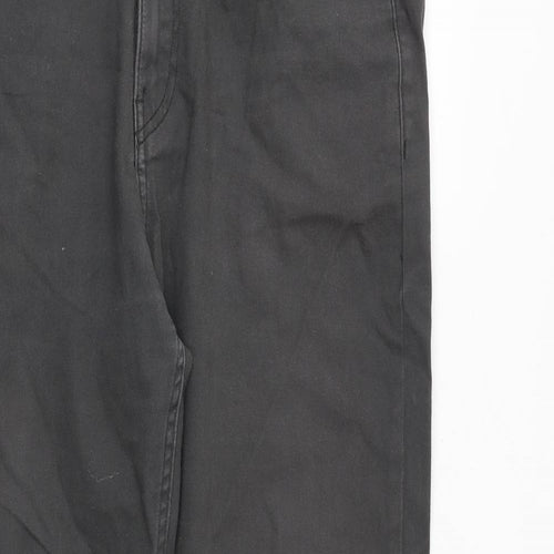 H&M Mens Grey Cotton Straight Jeans Size 32 in Regular Zip