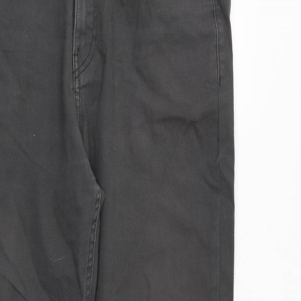 H&M Mens Grey Cotton Straight Jeans Size 32 in Regular Zip