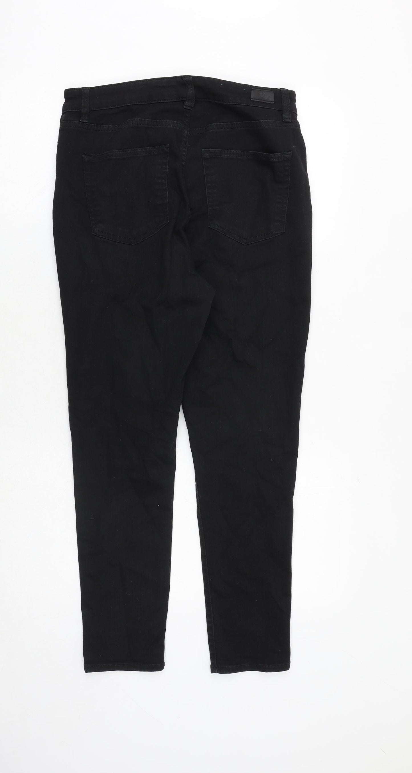 Ralph Lauren Womens Black Cotton Skinny Jeans Size 10 Regular Zip